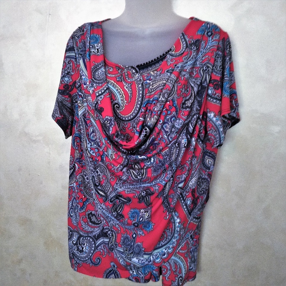 Roz & Ali Draped Front Top Like New 1X - Picture 1 of 4